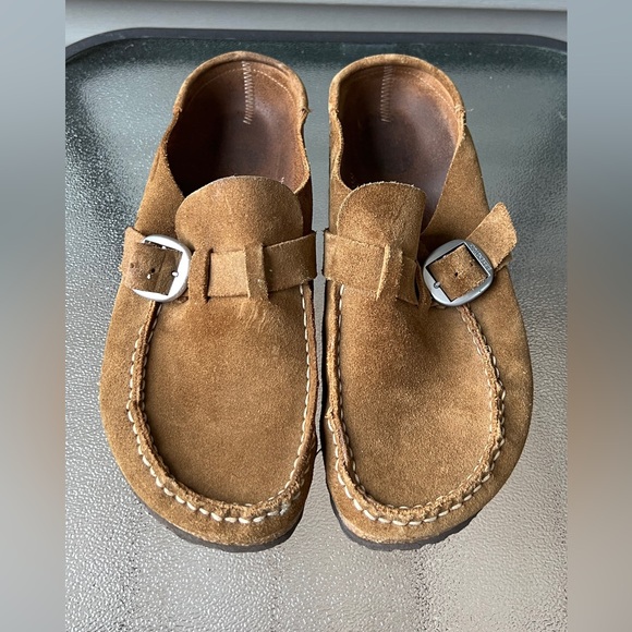 Birkenstock Shoes - Birkenstock Buckley Clog Womens Brown Suede Mules Shoes Slip-On Sz 245 US 7-7.5